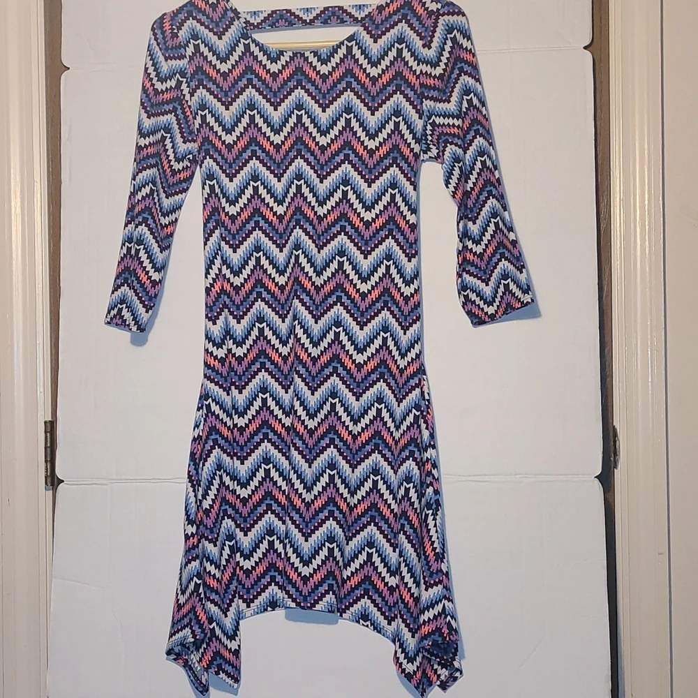 Justice Girls 12 14 bright chevron asymmetrical dress